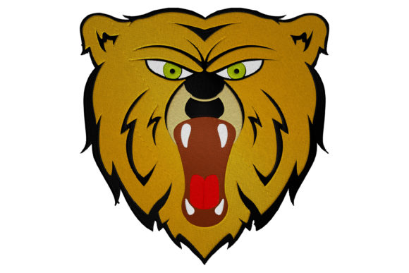 Angry Bear Face Embroidery Design