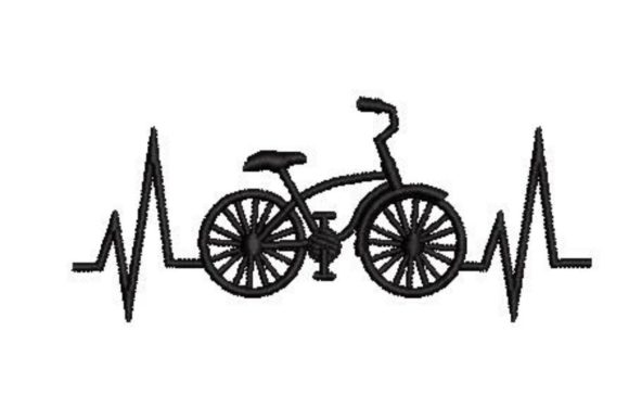 Bicycle Heartbeat Embroidery Design
