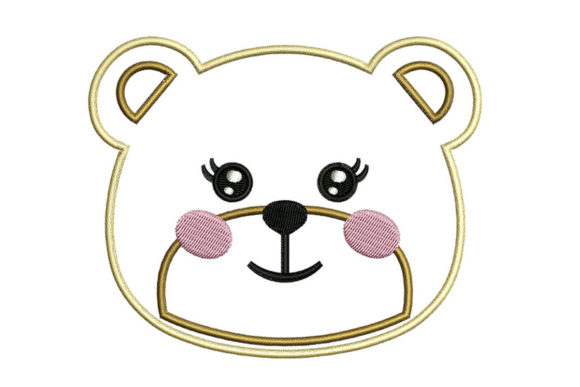 Girl Bear Face Embroidery Design