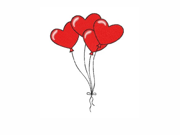 Heart Balloons Embroidery Design
