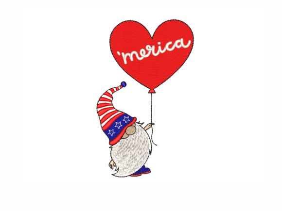 Patriotic Gnome Embroidery Design