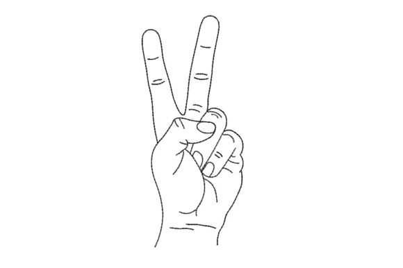 Peace Fingers Sign Embroidery